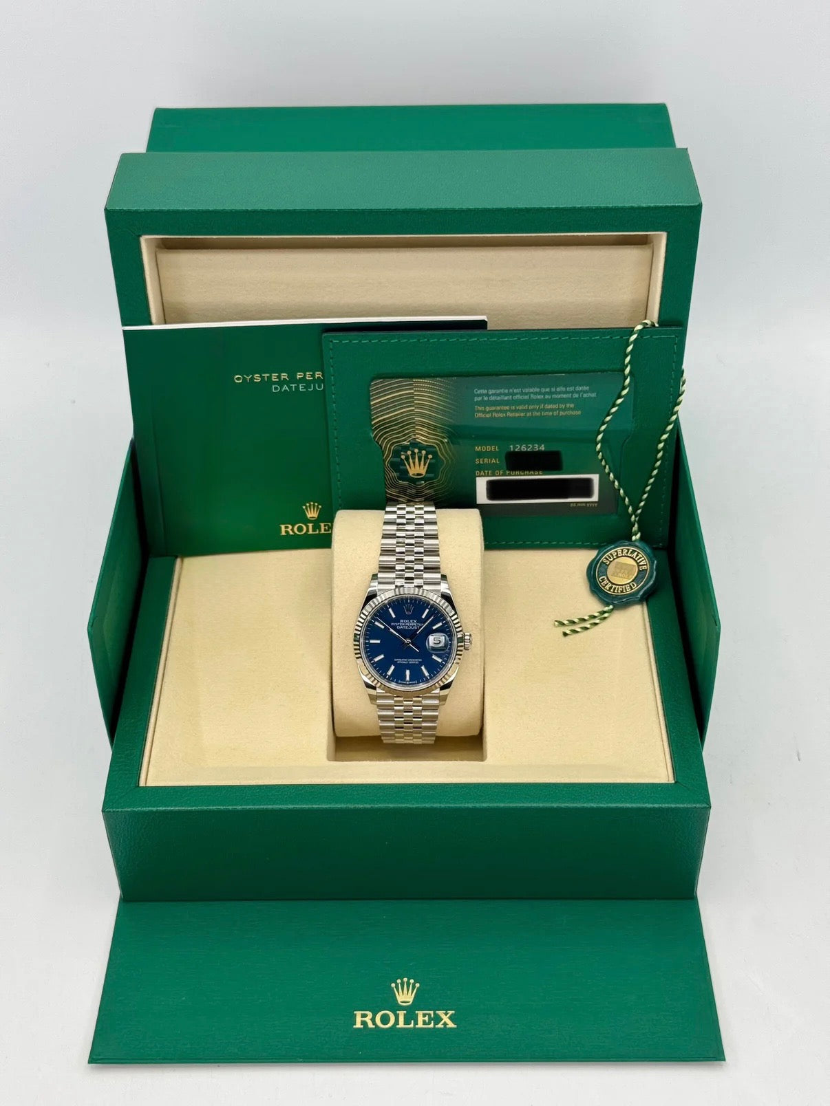 NEW 2025 Rolex Date just 36mm Stainless Steel Jubilee Blue Dial