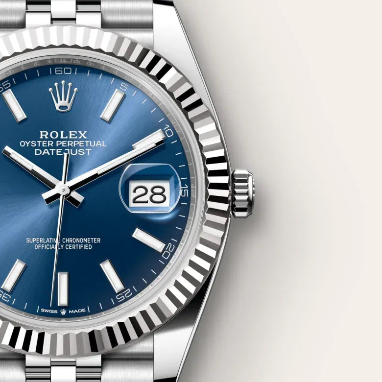 Rolex Date just  Stainless Steel Jubilee Blue Dial