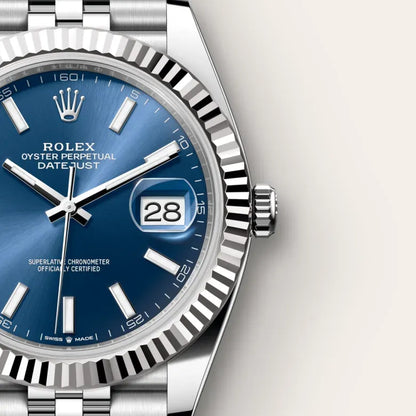 Rolex Date just  Stainless Steel Jubilee Blue Dial